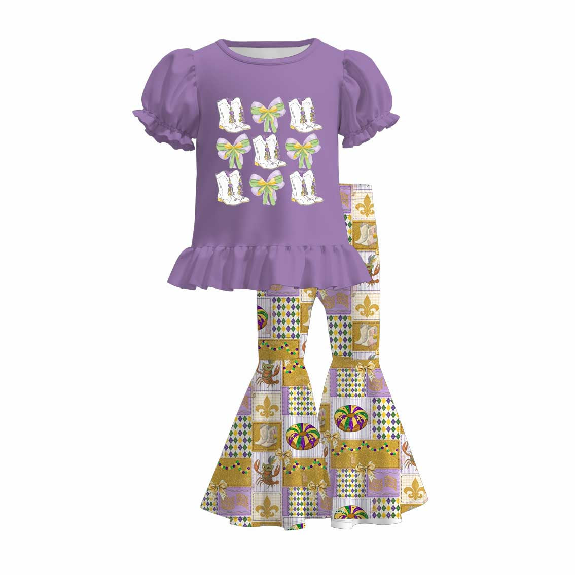 （Pre Order）Girls Mardi Gras Print Outfit Set