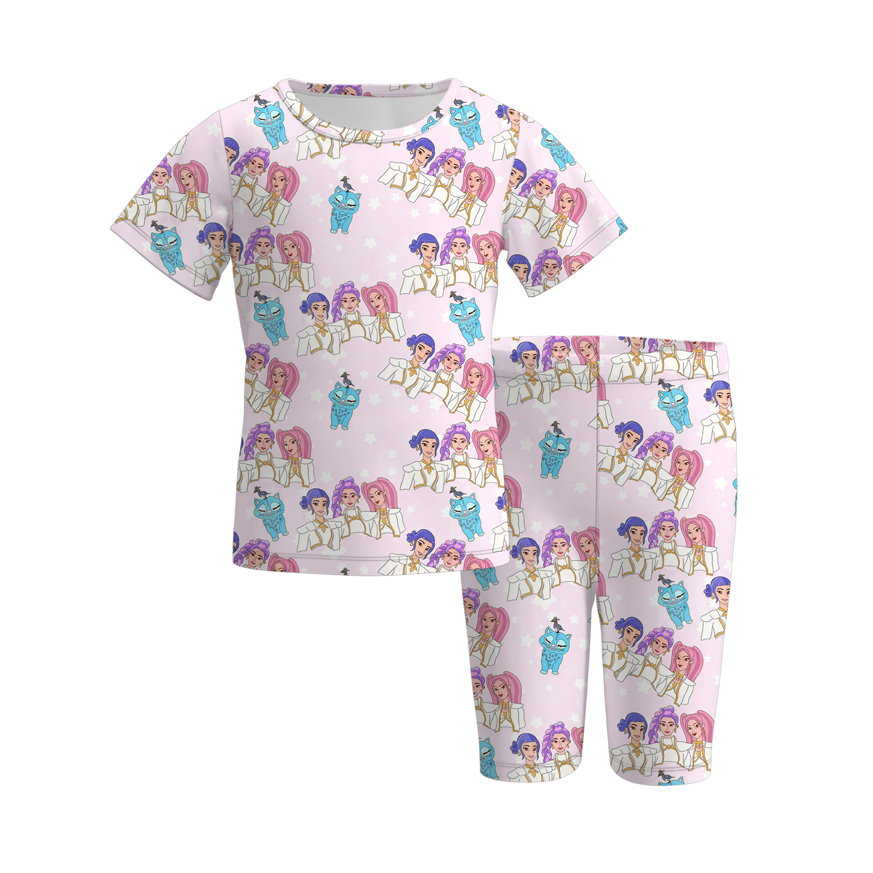 （Pre Order）Girls Spring&Summer Movie Character Print Capris Set