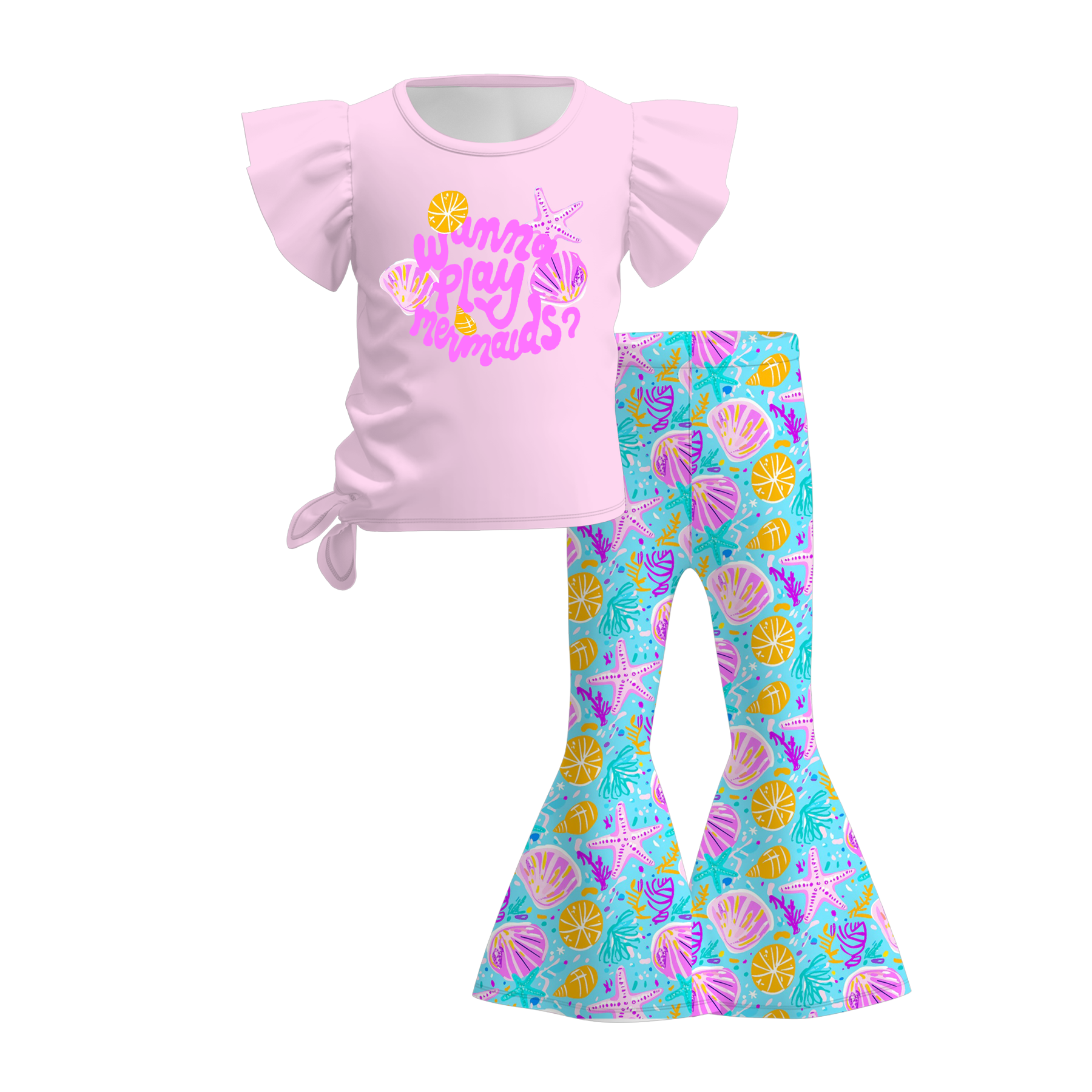 （Pre Order）Girls Spring&Summer Seashell Print Outfit Set