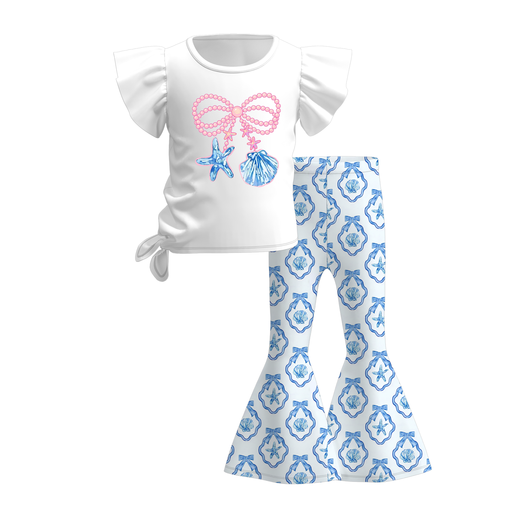 （Pre Order）Girls Spring&Summer Seashell Print Dress&Set
