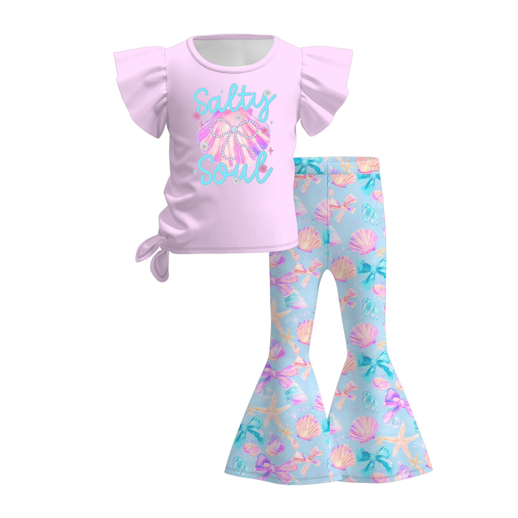 （Pre Order）Girls Spring&Summer Seashell Print Outfit Set