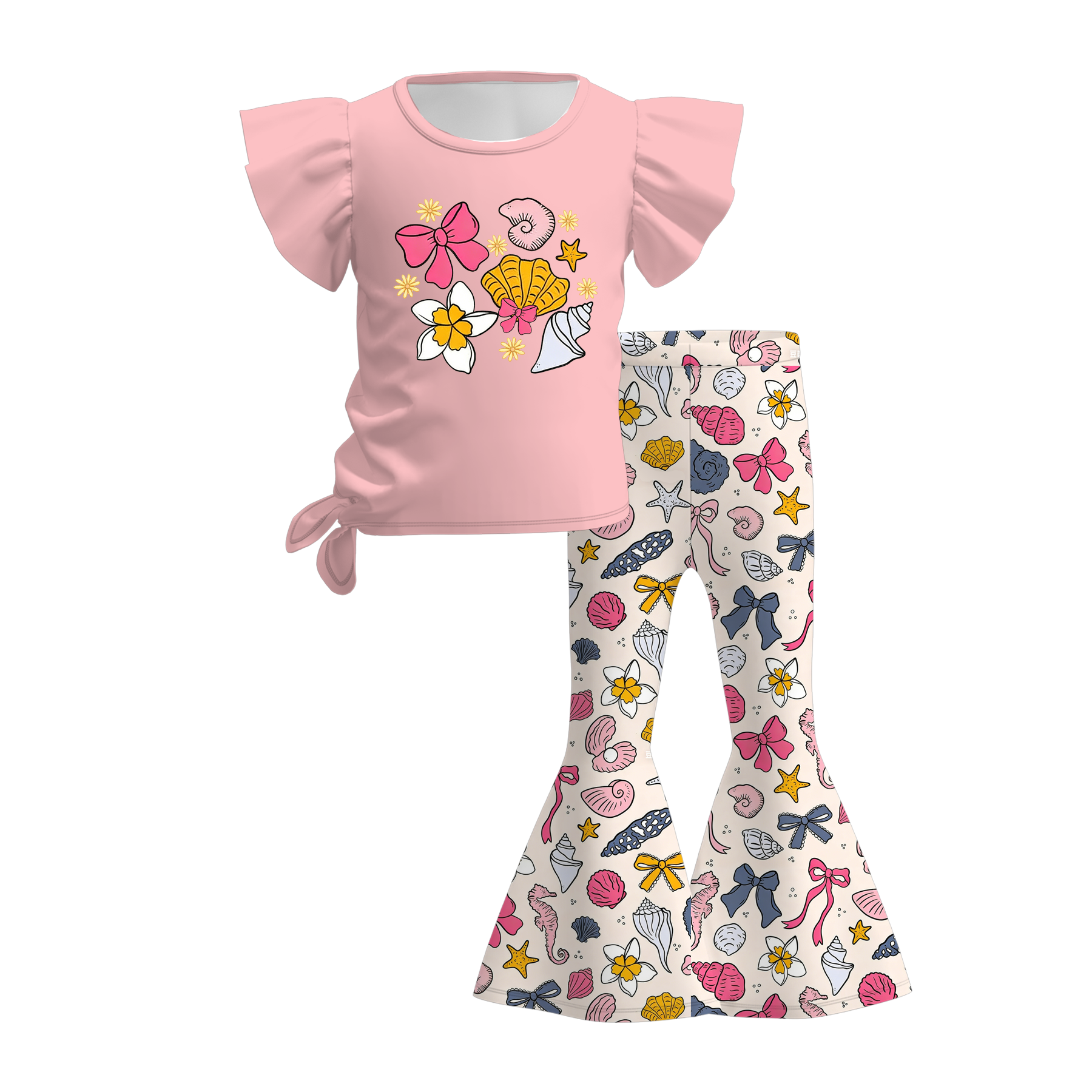 （Pre Order）Girls Spring&Summer Seashell Print Outfit Set