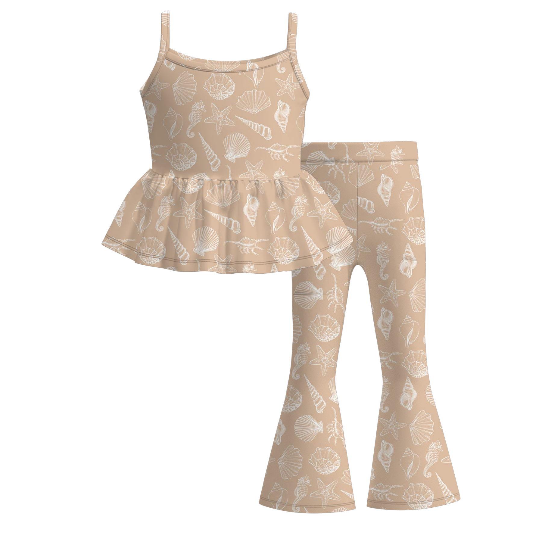 （Pre Order）Girls Spring&Summer Seashell Print Outfit Set