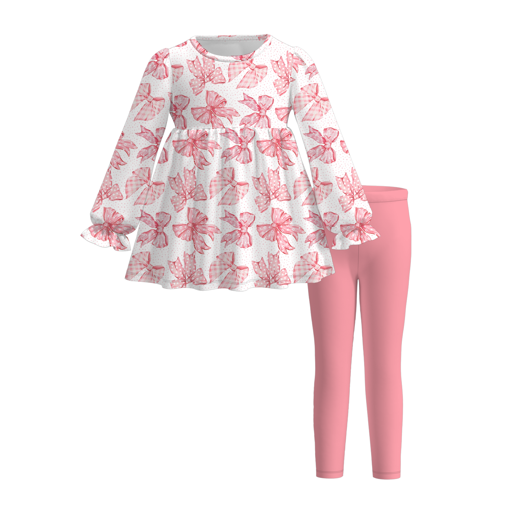 （Pre Order,Prepack Zone）Girls Valentine's Day Print Outfit Set（Mix Size）