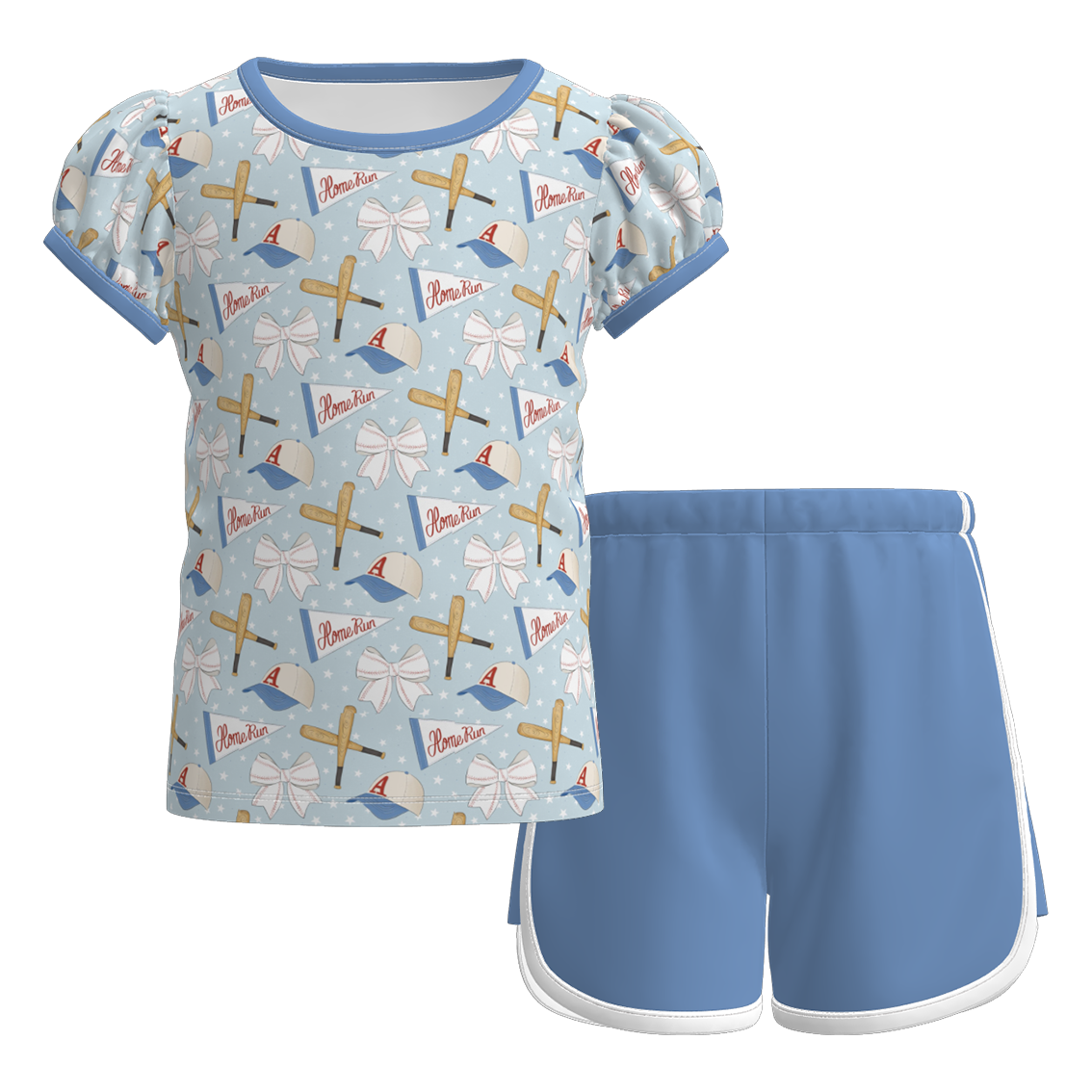 （Pre Order）Girls Spring&Summer Sports Print Shorts Set