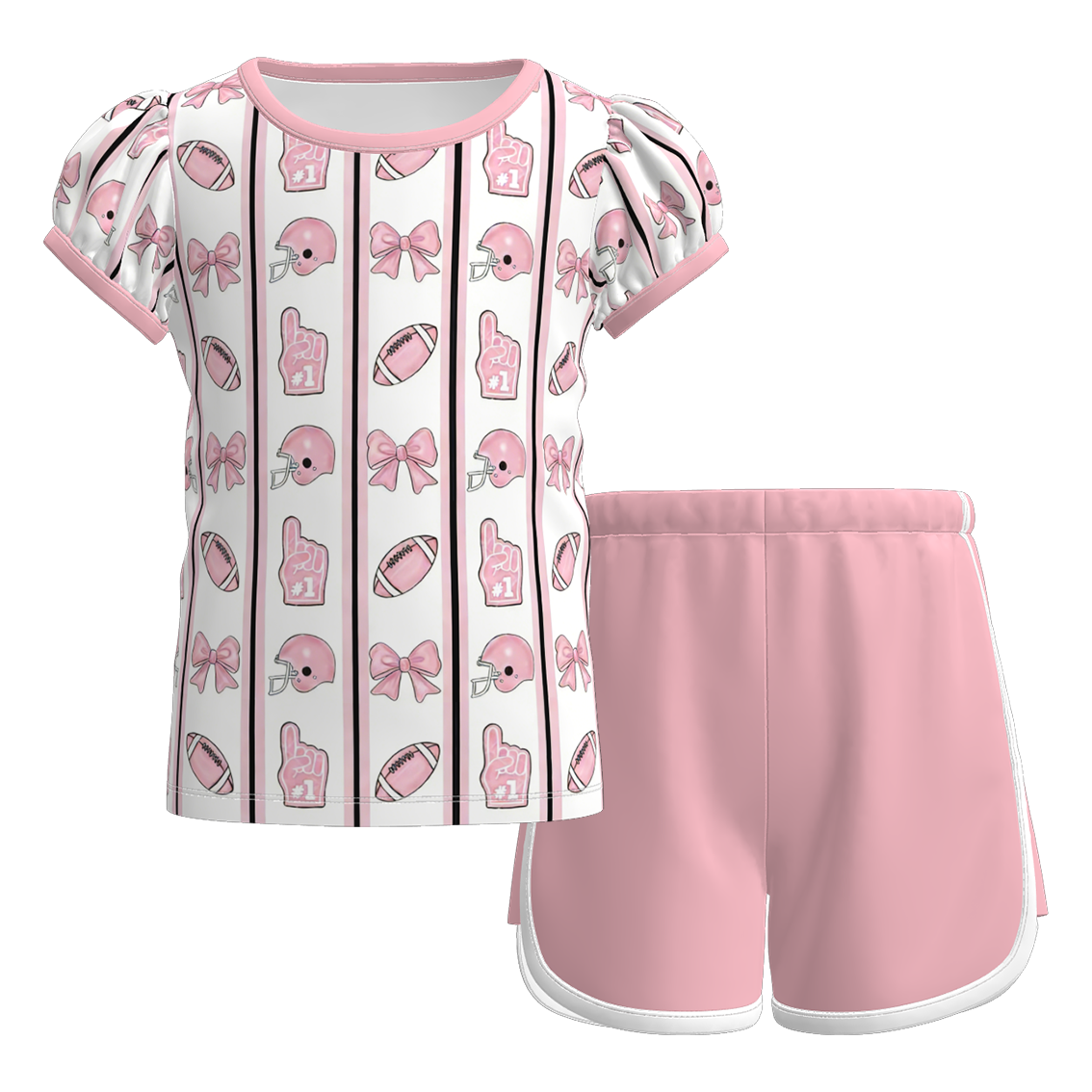 （Pre Order）Girls Spring&Summer Sports Print Shorts Set