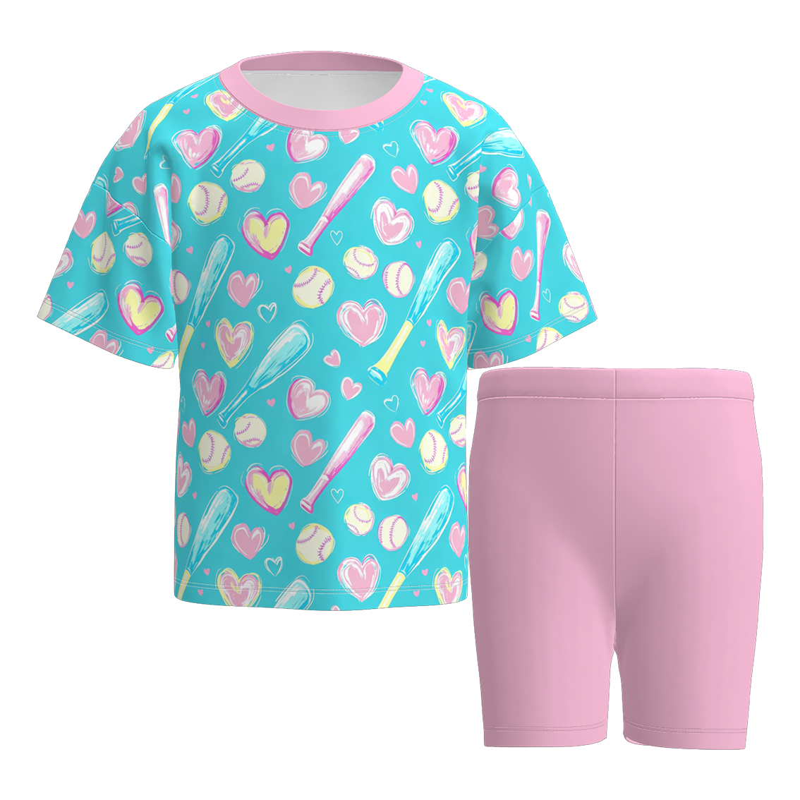 （Pre Order）Girls Spring&Summer Sports Print Cycling Trouser Set