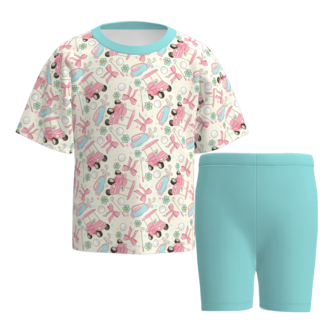 （Pre Order）Girls Spring&Summer Sports Print Cycling Trouser Set