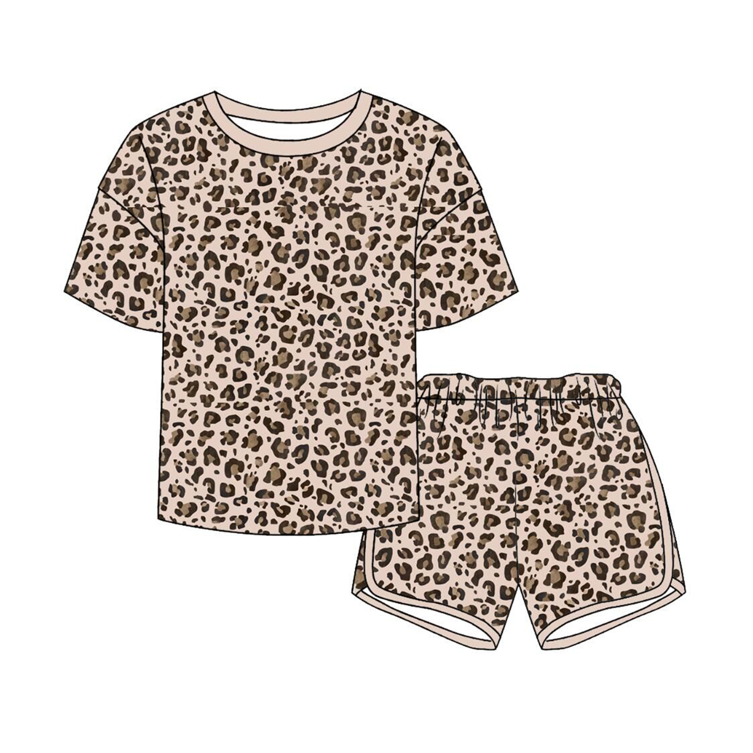 （Pre Order）Girls Spring&Summer Leopard Print Shorts Set