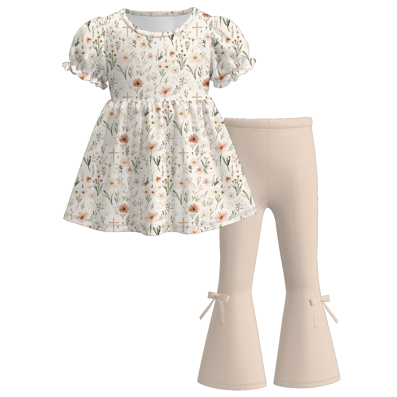 （Pre Order）Girls Easter Bunny Print Outfit Set