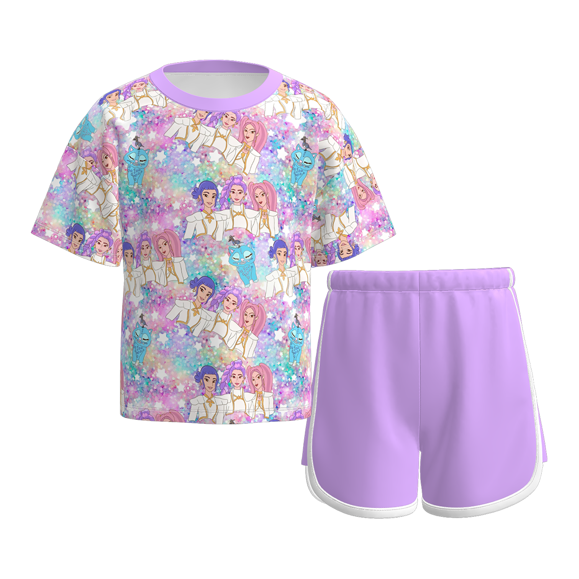 （Pre Order）Girls Spring&Summer Movie Character Print Shorts Set