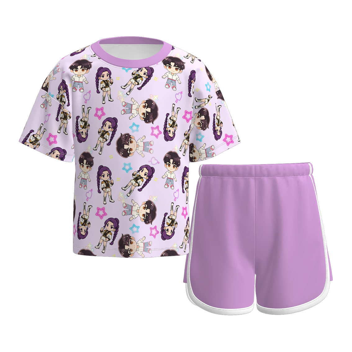 （Pre Order）Girls Spring&Summer Movie Character Print Shorts Set