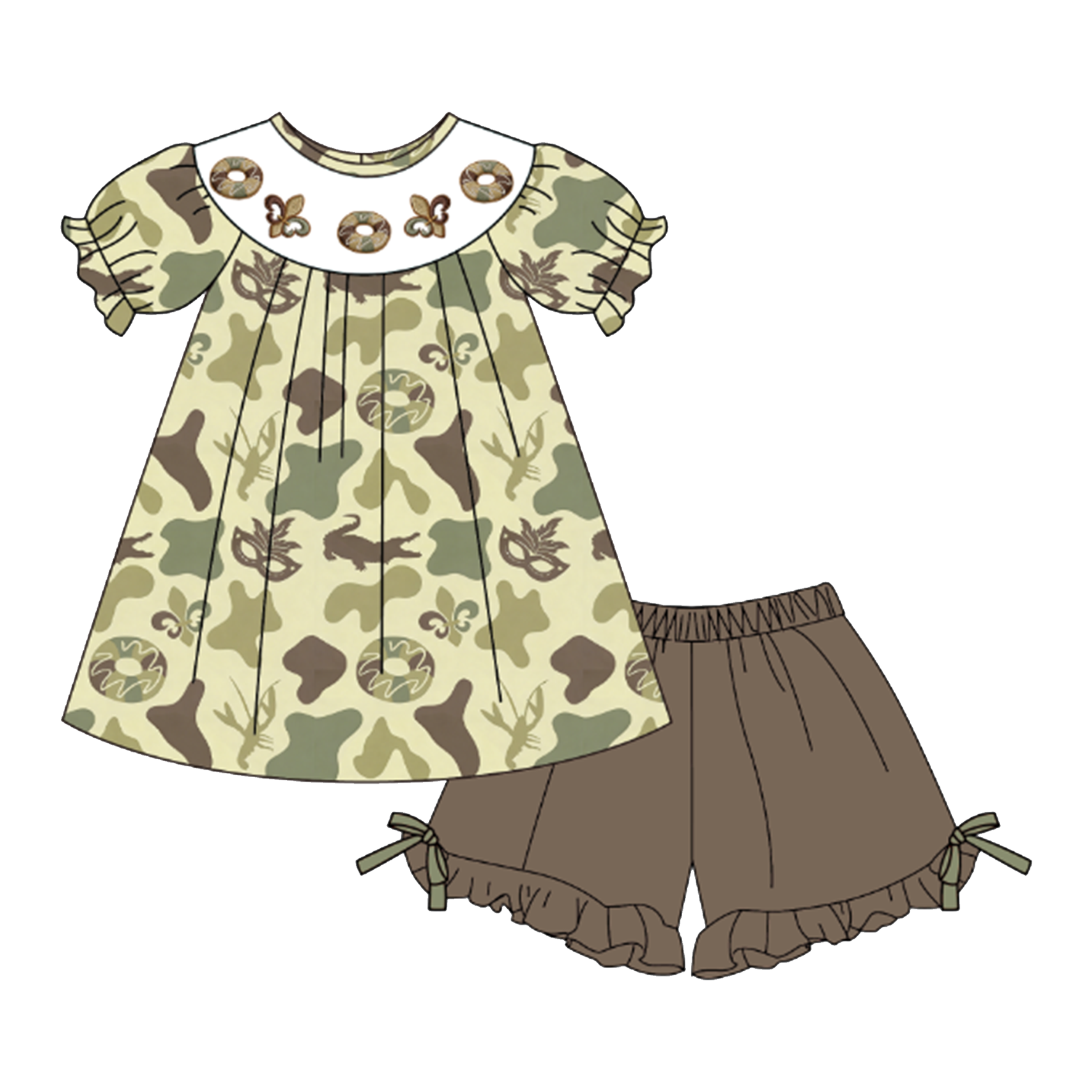 （Pre Order）Sisters Mardi Gras Embroidery Smocked Dress&Romper