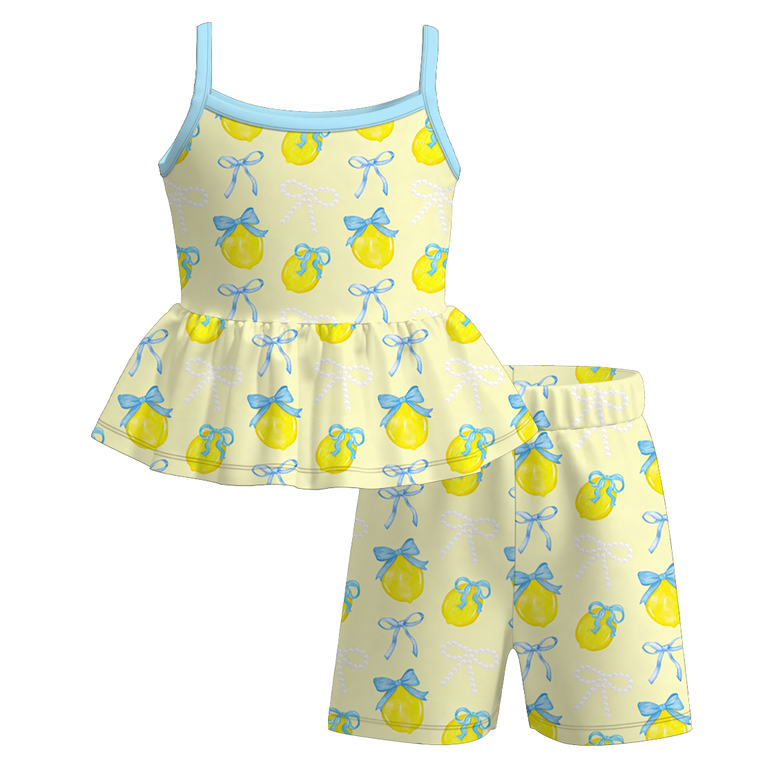 （Pre Order）Girls Spring and Summer Lemon Print Dress,Set&Jumpsuit