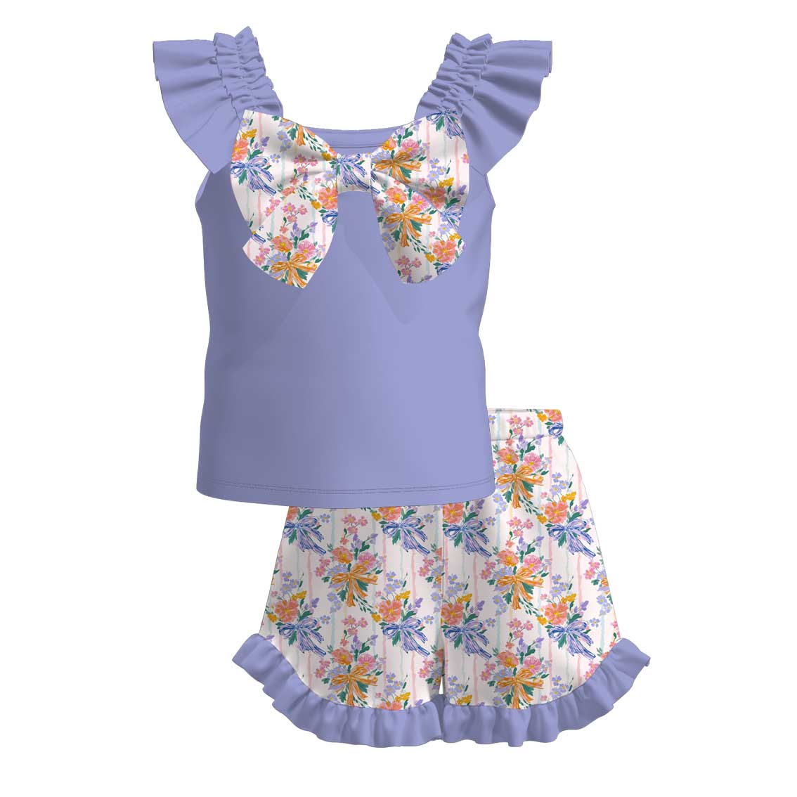 （Pre Order）Girls Spring&Summer Lemon Print Shorts Set