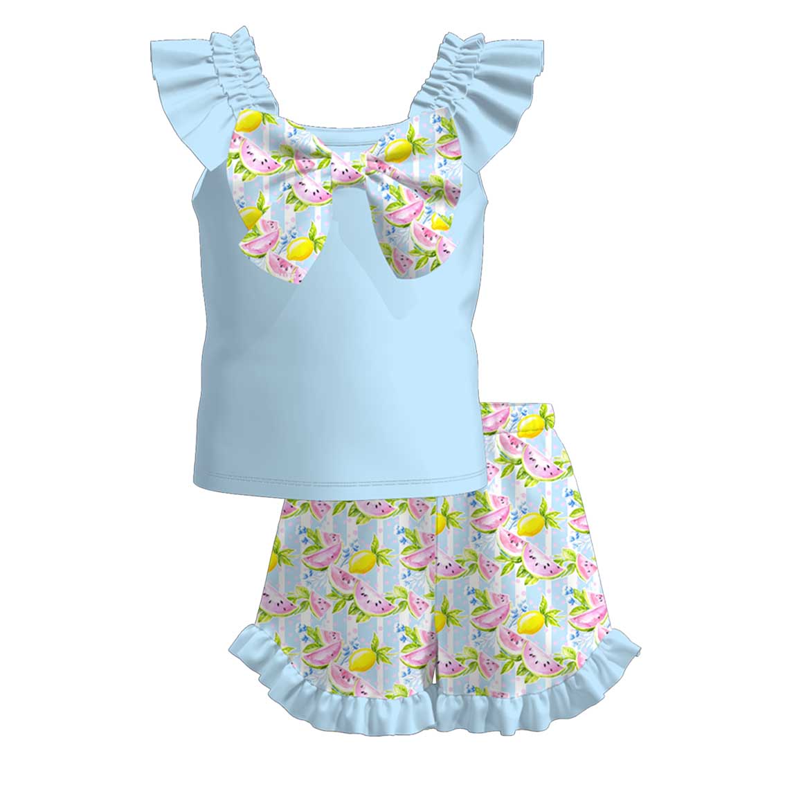 （Pre Order）Girls Spring&Summer Lemon Print Shorts Set