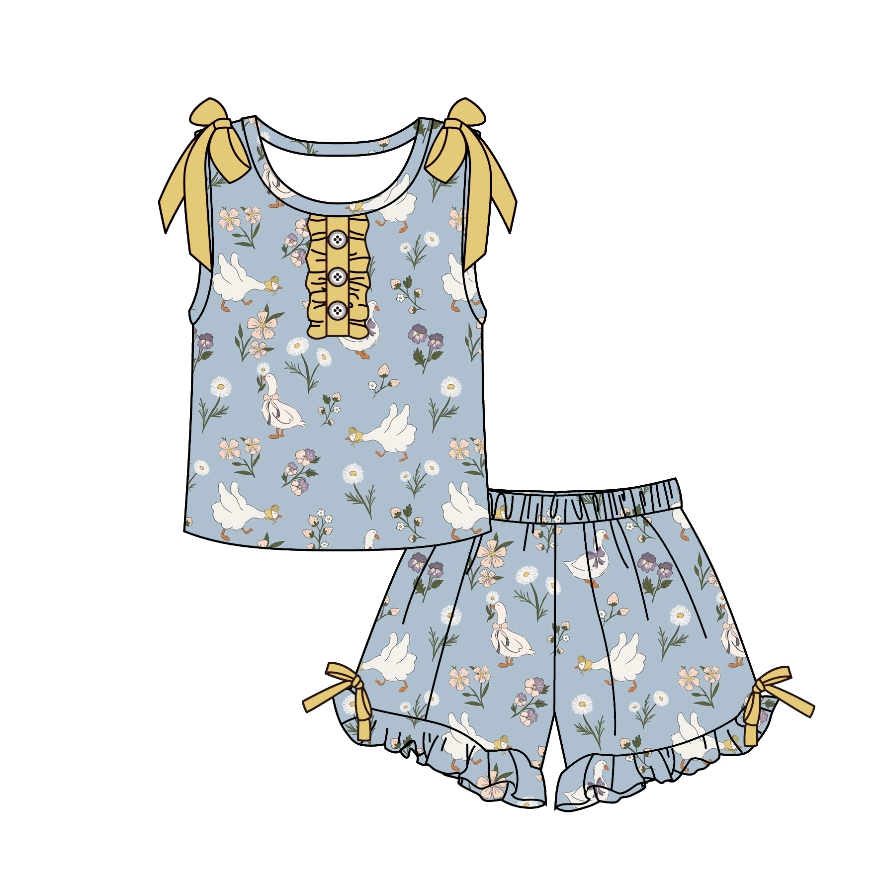 （Pre Order）Girls Spring&Summer Print Shorts Set