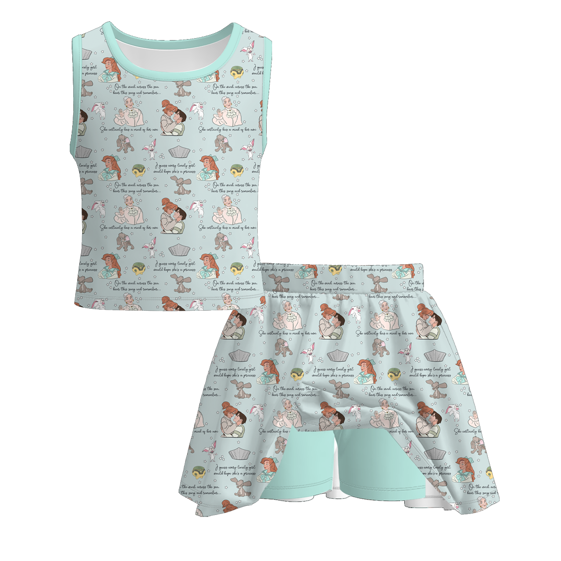 （Pre Order）Girls Spring&Summer Princess Print Dress,Set&Pants