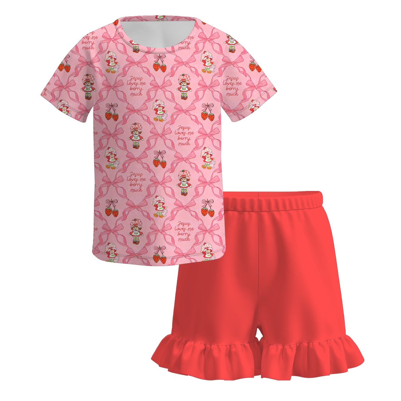 （Pre Order）Sisters Spring&Summer Strawberry Girl Print Dress,Set