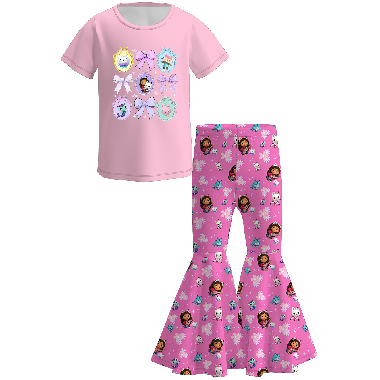 （Pre Order）Sisters Spring&Summer Cartoon Girl Print Dress,Set