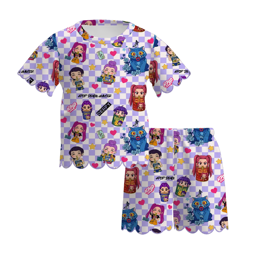 （Pre Order）Girls Spring & Summer Movie Character Scallop Shorts Set