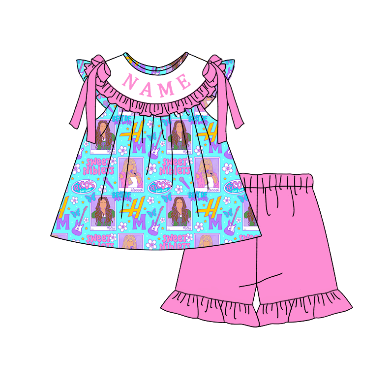 （Pre Order）Sisters Spring&Summer TS Embroidery Smocked Dress,Set&Romper-Customized name