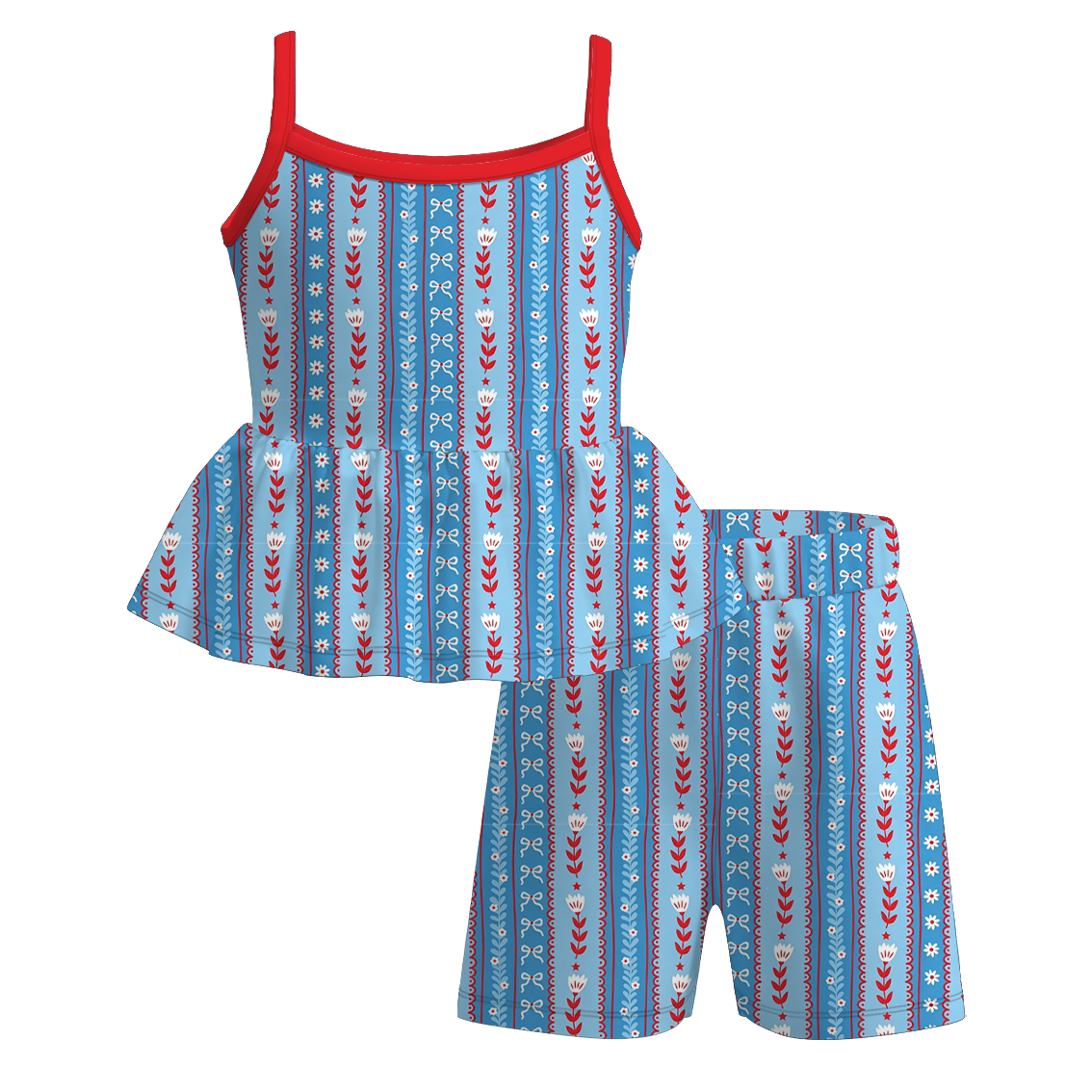 （Pre Order）Girls Patriotic Print Dress,Set&Jumpsuit