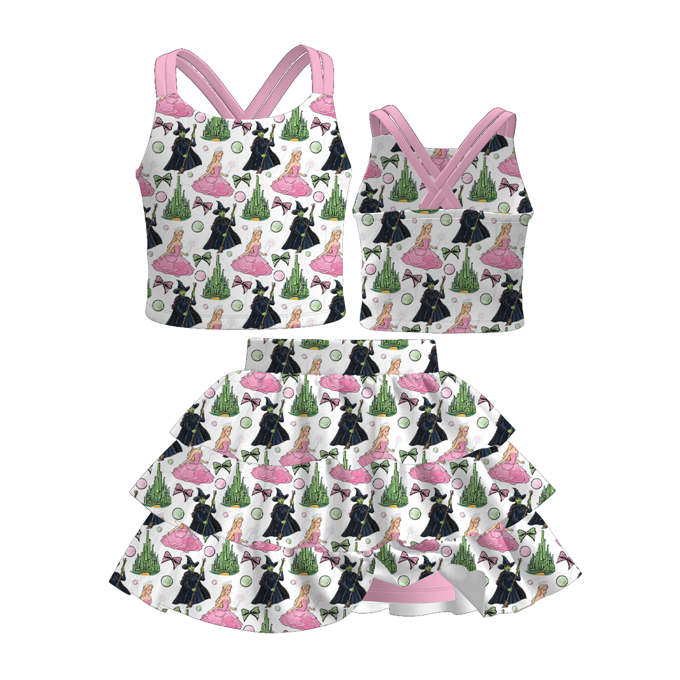 （Pre Order）Girls Spring&Summer Witch Print Skort Set