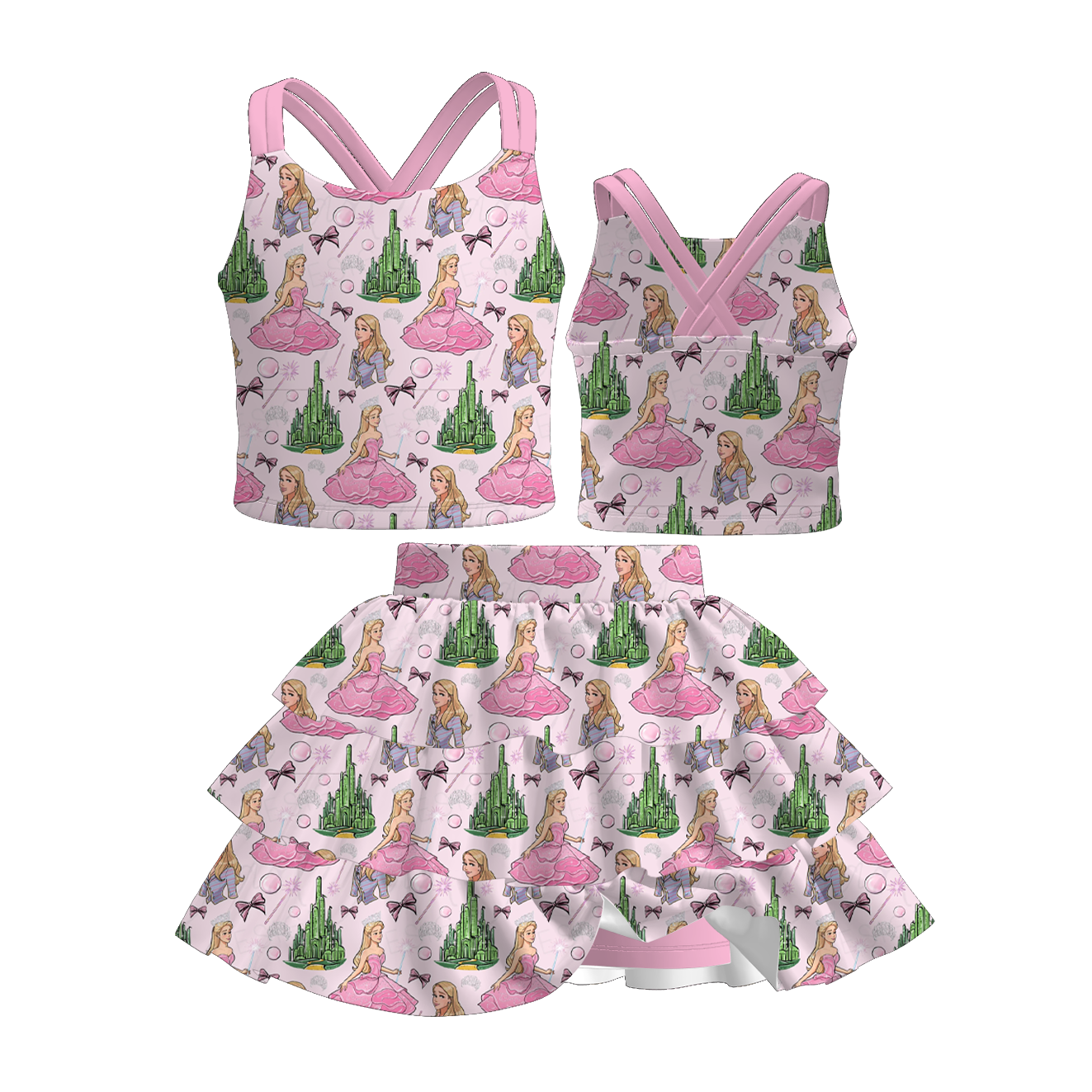 （Pre Order）Girls Spring&Summer Witch Print Skort Set