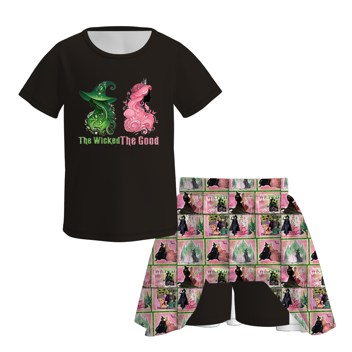 （Pre Order）Girls Spring&Summer Witch Print Skort Set