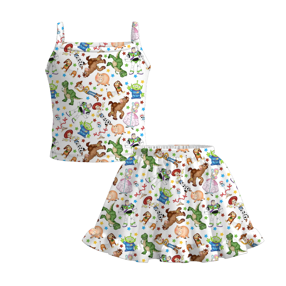 （Pre Order）Family Spring&Summer Cartoon Toy Print Dress,Set&Jumpsuit