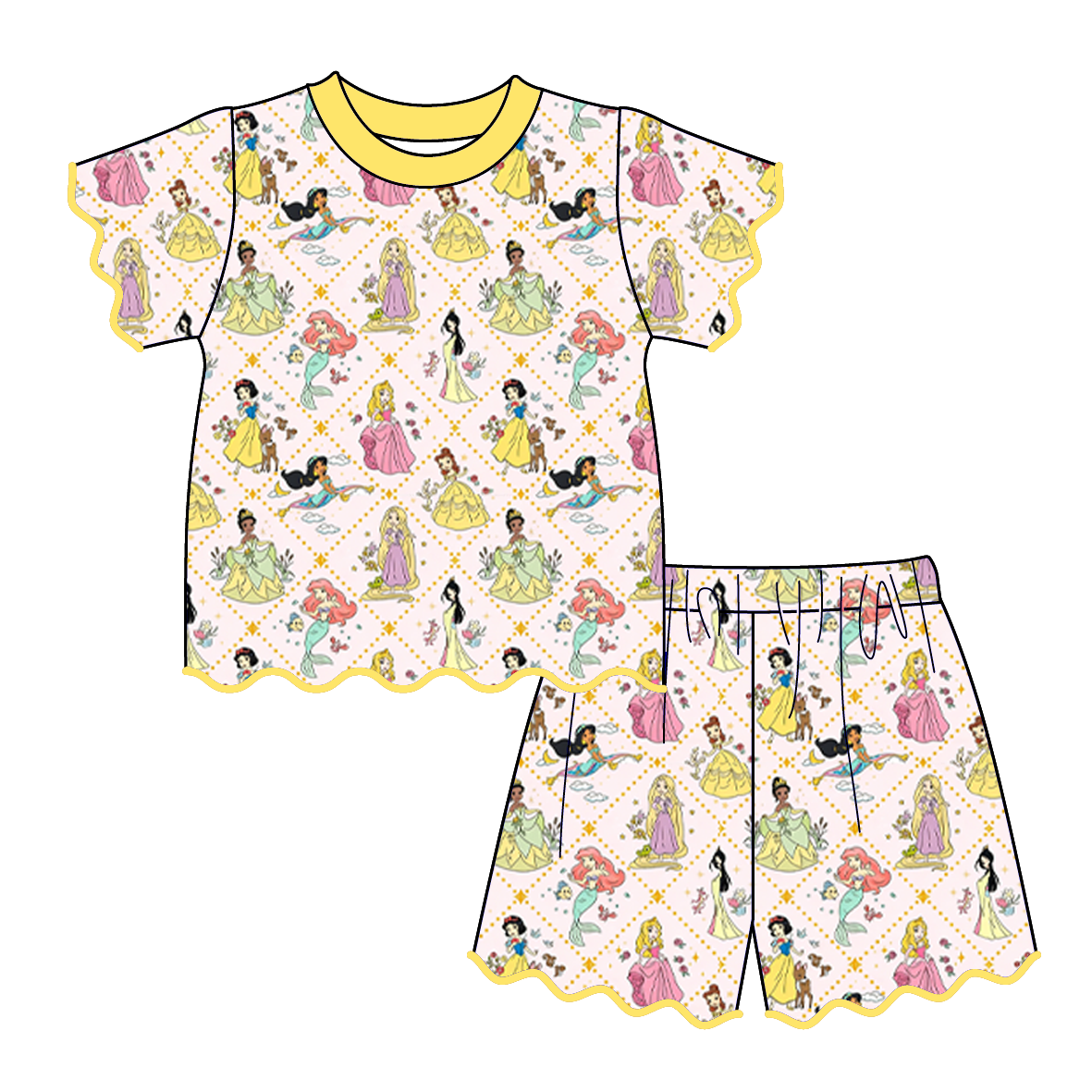 （Pre Order）Siblings Summer Princess Embroidery Smocked Dress,Set&Romper-Customized name