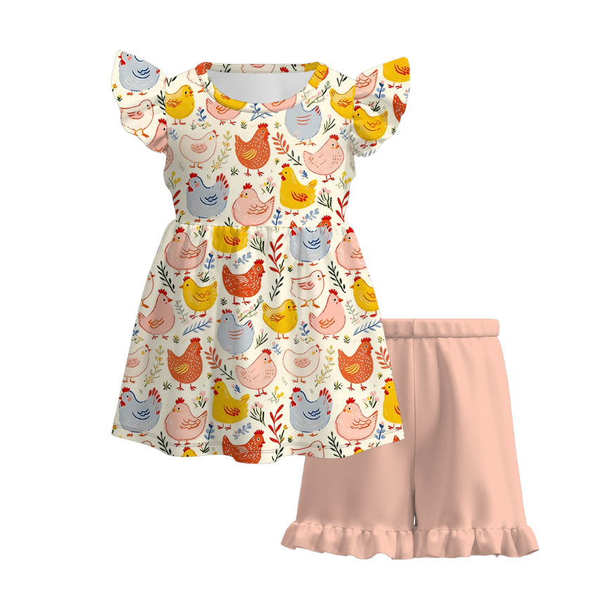 （Pre Order）Sisters Spring&Summer Chick Print Dress,Set,Jumpsuit&Bloomer Set