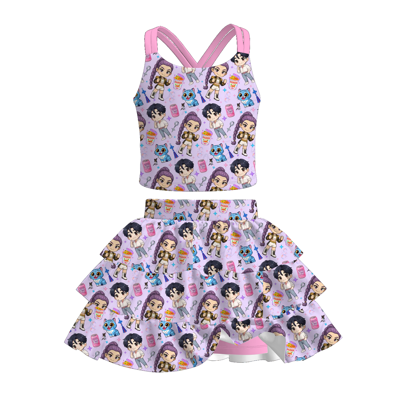 （Pre Order+Prepack Zone）Girls Movie Character Print Skort Set（Mix Size）
