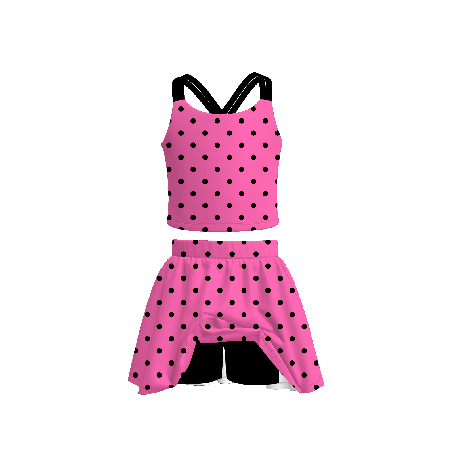 （Pre Order）Girls Spring and Summer Dot Print Skort Dress&Skort Set