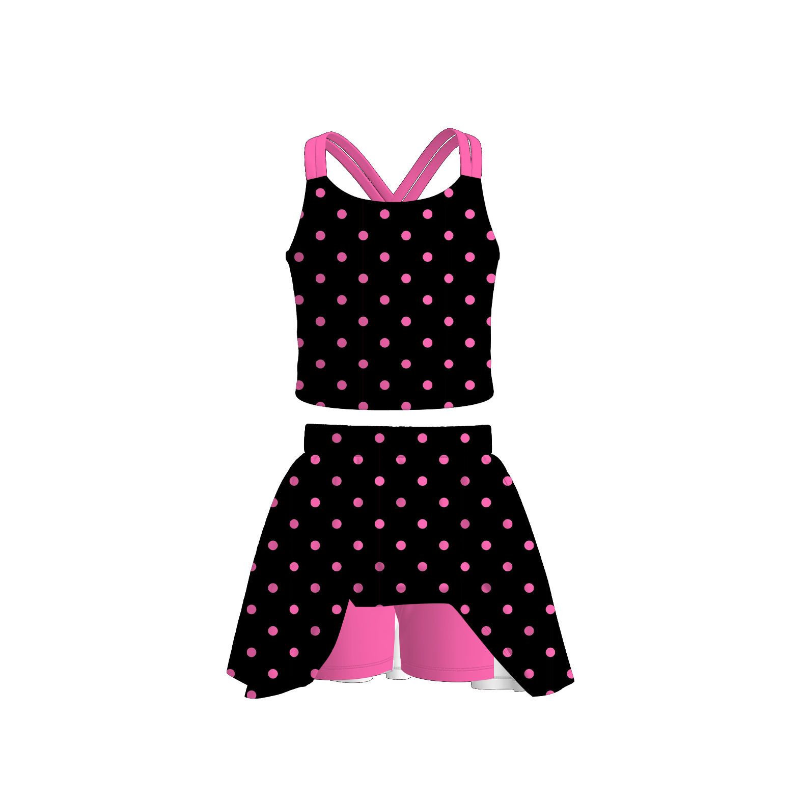 （Pre Order）Girls Spring and Summer Dot Print Skort Dress&Skort Set