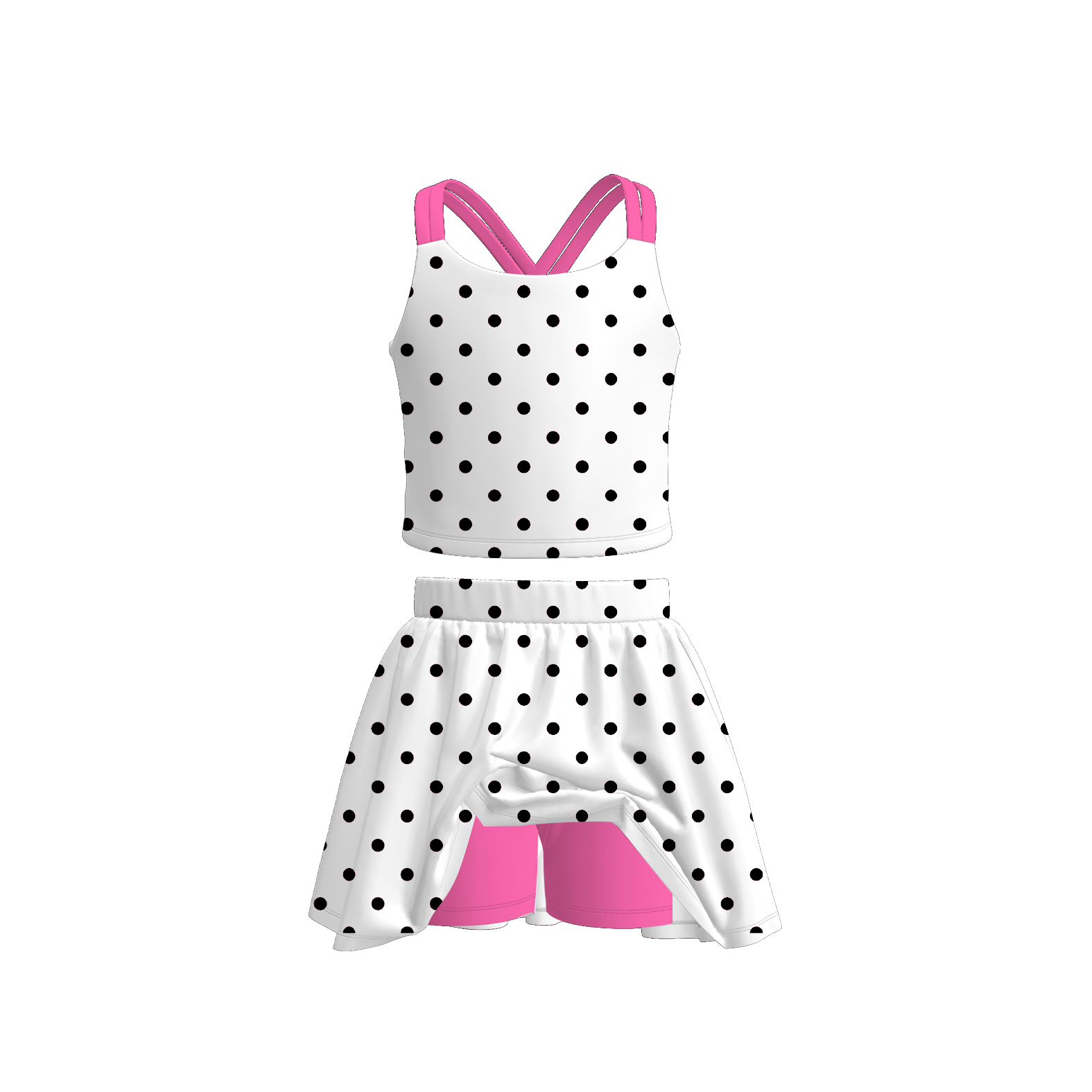 （Pre Order）Girls Spring and Summer Dot Print Skort Set