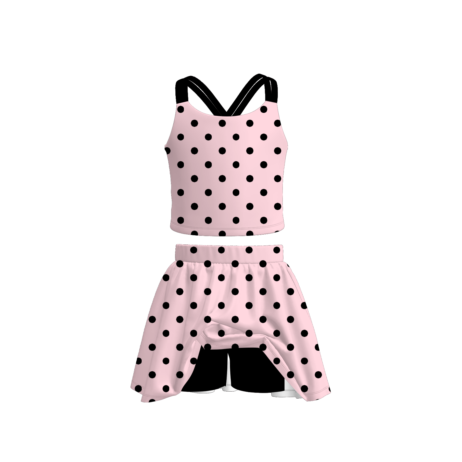 （Pre Order）Girls Spring and Summer Dot Print Skort Set