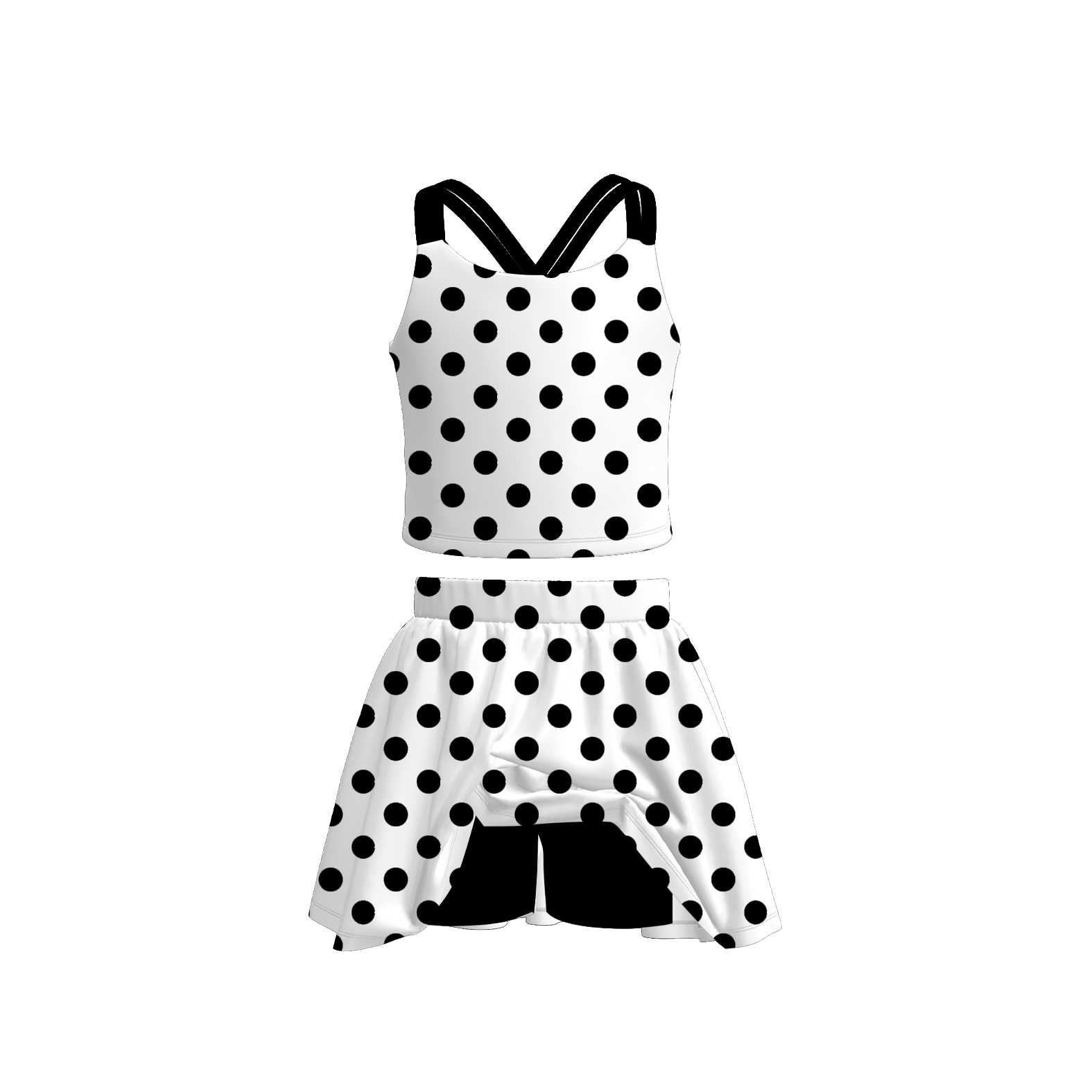 （Pre Order）Girls Spring and Summer Dot Print Skort Set