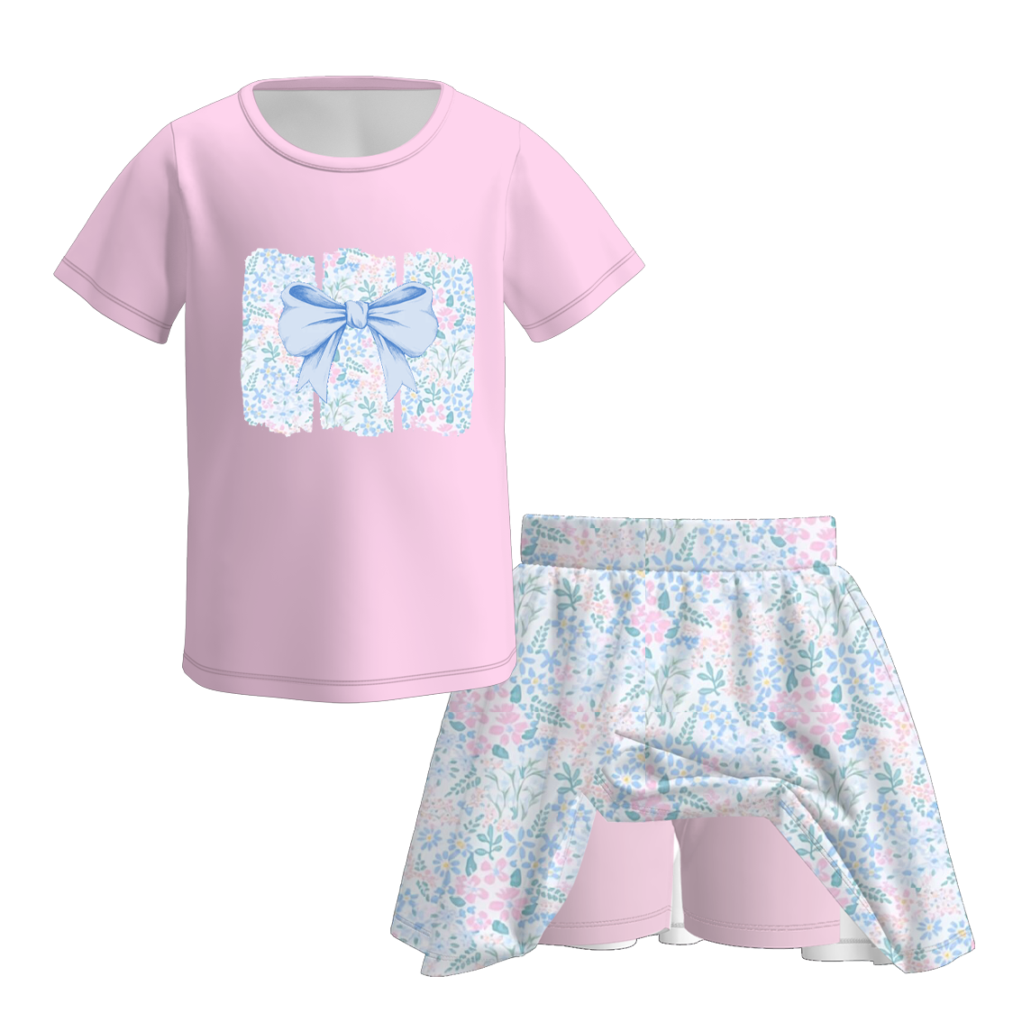 （Pre Order）Girls Spring and Summer Goose Print Skort Set