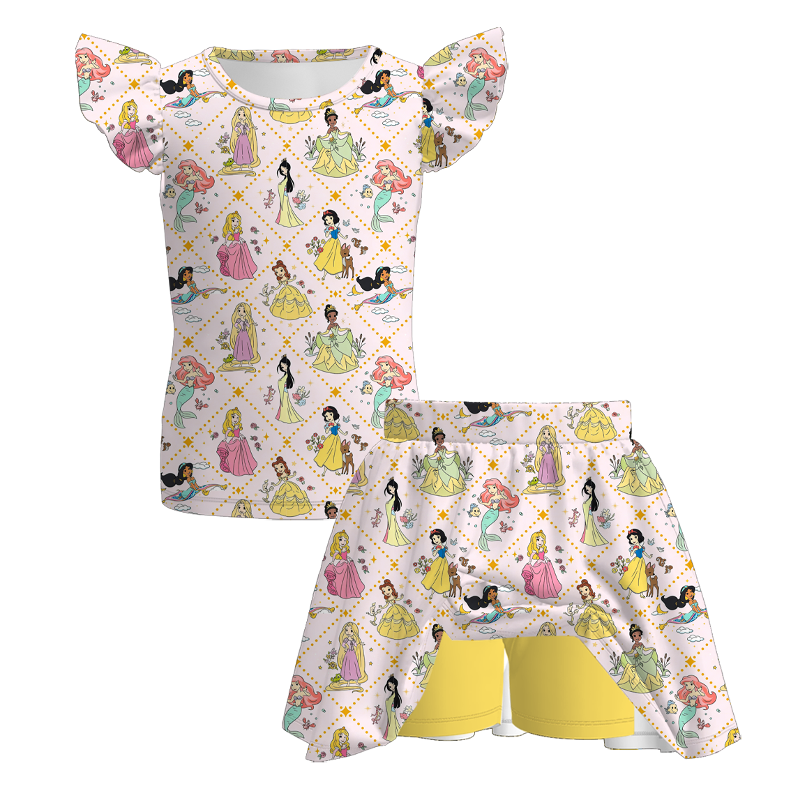 （Pre Order+Prepack Zone）Girls Goose&Princess Print Dress,Set（Mix Size）