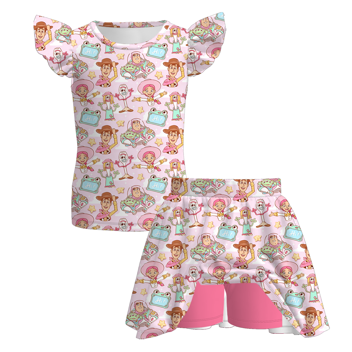 （Pre Order+Prepack Zone）Girls Cartoon Toy Print Dress,Set（Mix Size）