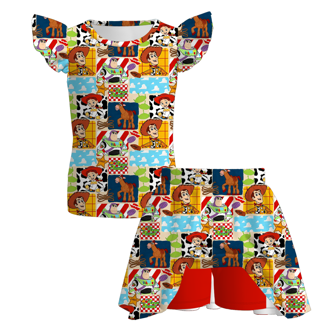 （Pre Order+Prepack Zone）Girls Cartoon Toy Print Dress,Set（Mix Size）