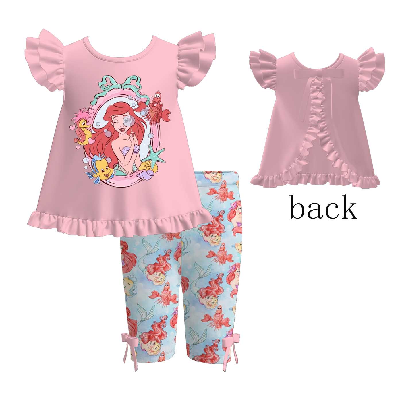 （Pre Order+Prepack Zone）Girls Cartoon&Princess Print Capris Set（Mix Size）