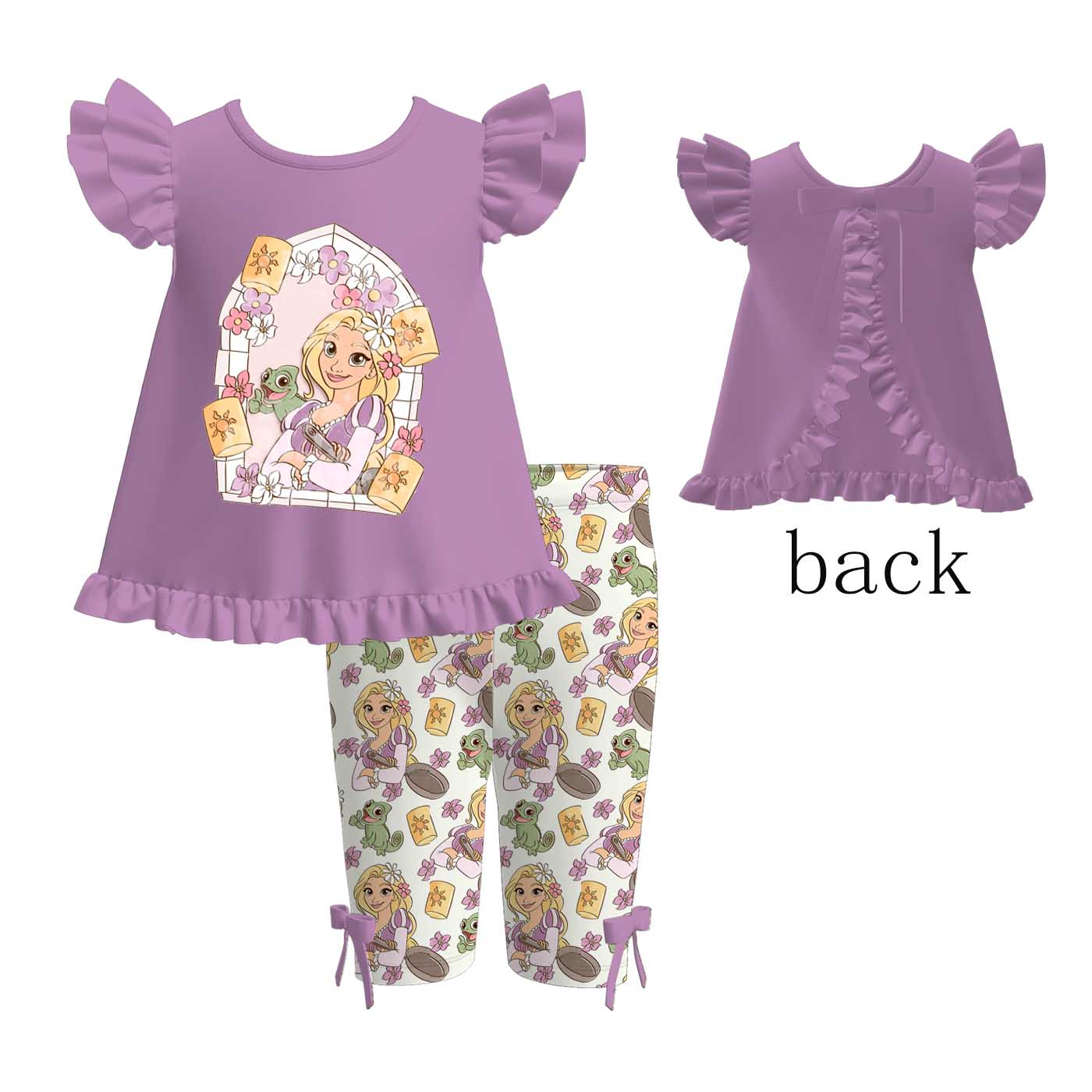 （Pre Order+Prepack Zone）Girls Cartoon&Princess Print Capris Set（Mix Size）