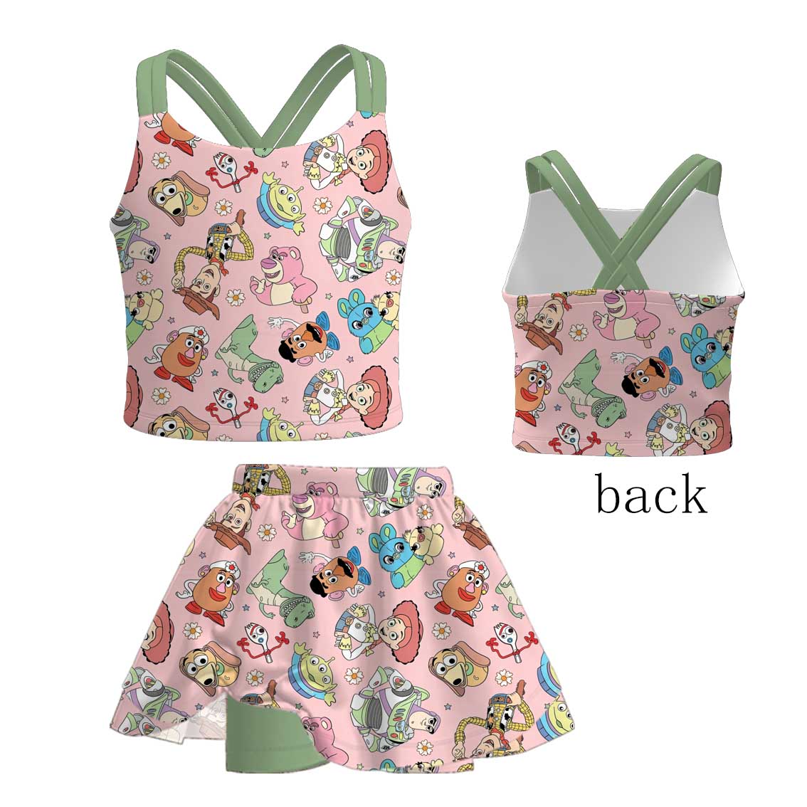 （Pre Order+Prepack Zone）Girls Cartoon&Princess Print Skort Set（Mix Size）