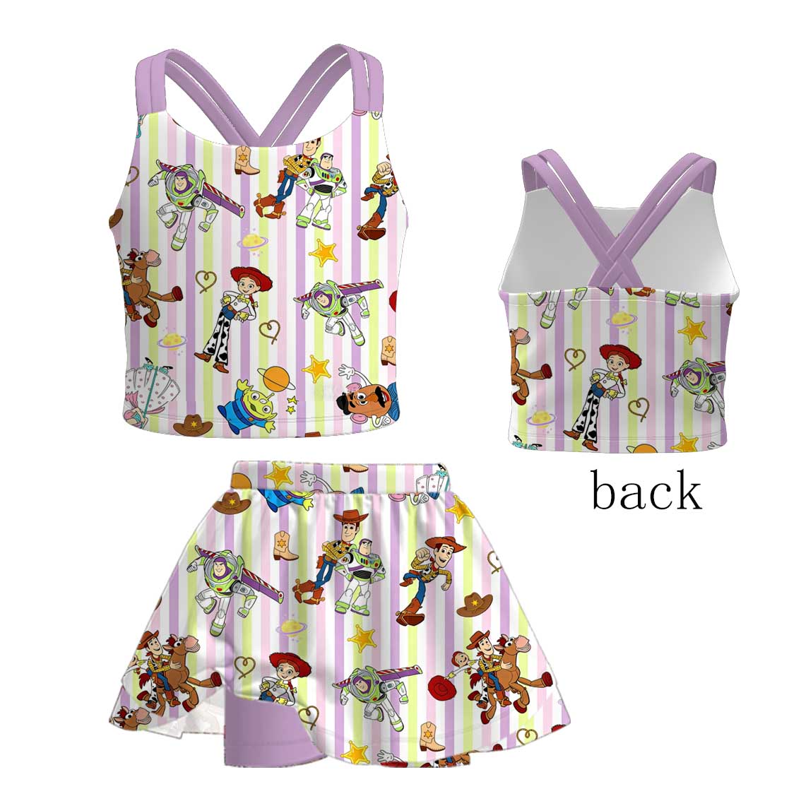 （Pre Order+Prepack Zone）Girls Cartoon&Princess Print Skort Set（Mix Size）
