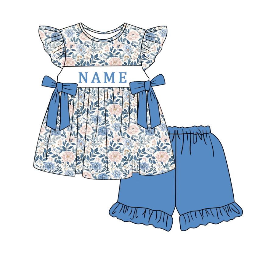 （Pre Order）Siblings Spring&Summer Floral Embroidery Smocked Dress,Set&Romper-Customized name