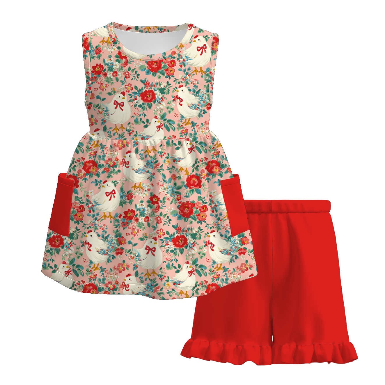 （Pre Order+Prepack Zone）Sisters Chick Print Dress,Set&Romper