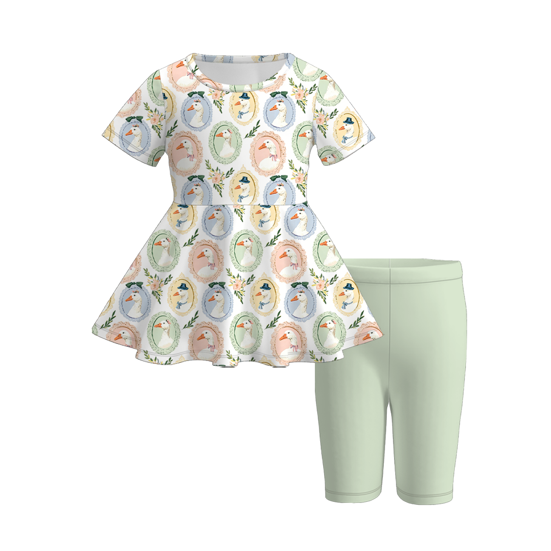 （Pre Order+Prepack Zone）Sisters Silly Goose Print Dress,Set&Romper